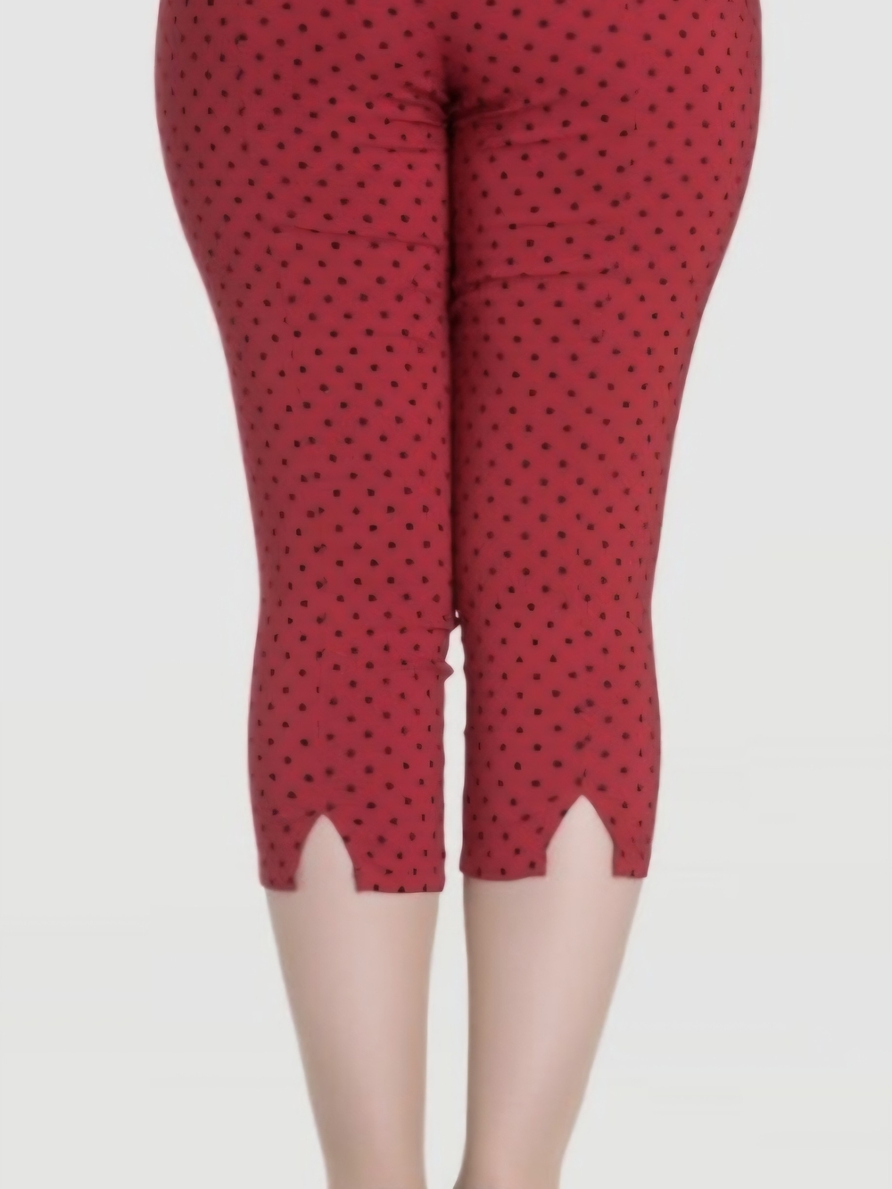 Hell Bunny Red Capri with Black Polka Dots High Rise